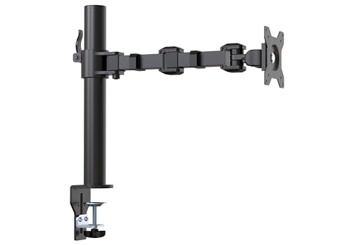 Amazon Basics Single Computer Monitor Stand with Tilt and Rotation, Height Adjustable VESA Desk Arm Mount, Steel, 30 inches, Black