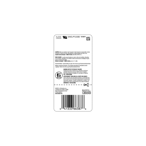 Duracell CR2025 3V Lithium Battery, Child Safety Features, 2 Count Pack, Lithium Coin Battery for Key Fob, Car Remote, Glucose Monitor, 3 Volt Cell