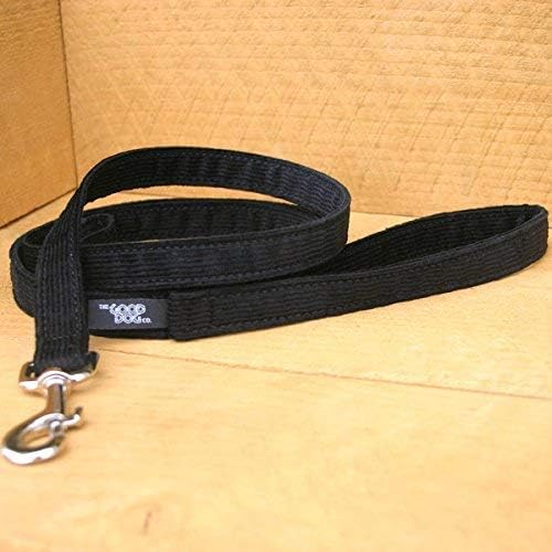 The Good Dog Company Hemp Corduroy Leash - 6 ft (1/2 Inch Wide, Black)