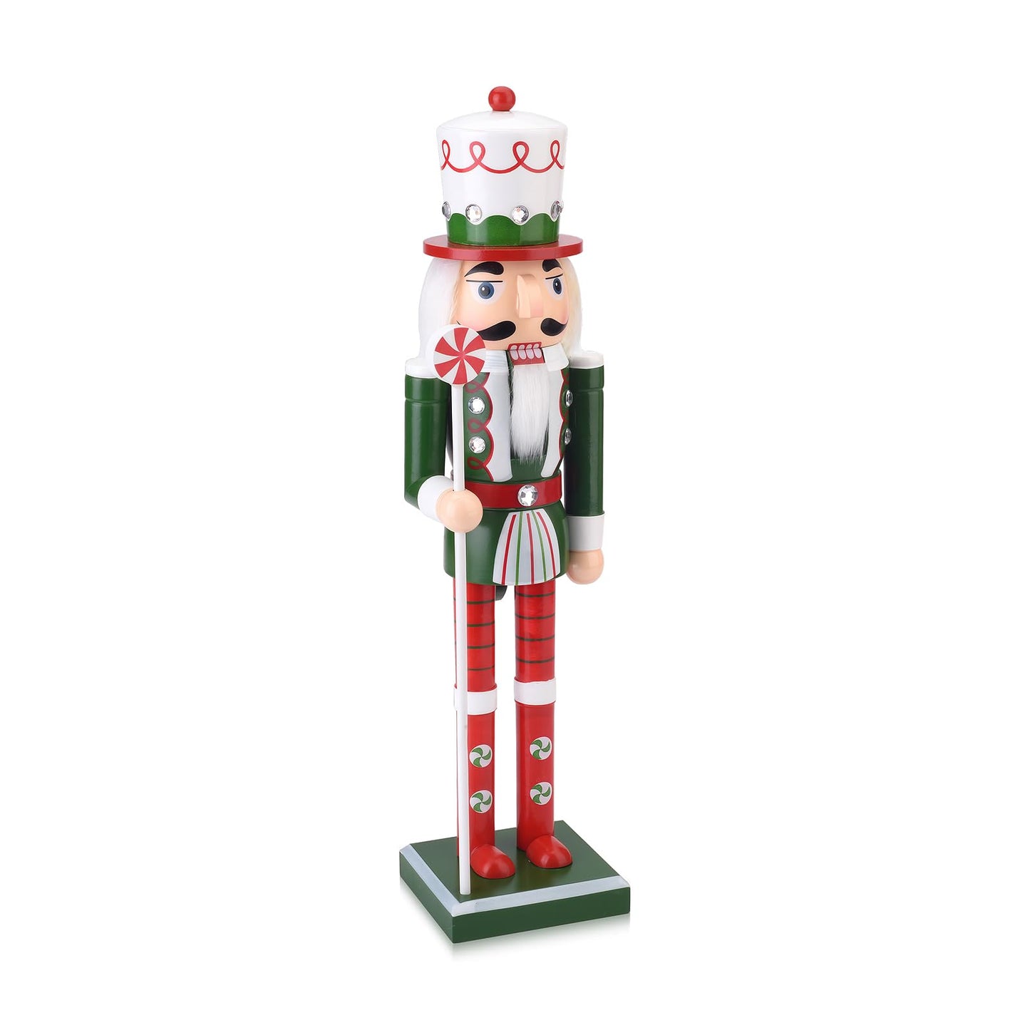 Wooden Christmas Soldier Nutcracker Decorations, 15 Inch Xmas Nutcracker Figure Christmas Decor for Home, Shelf, or Party Display (Green)
