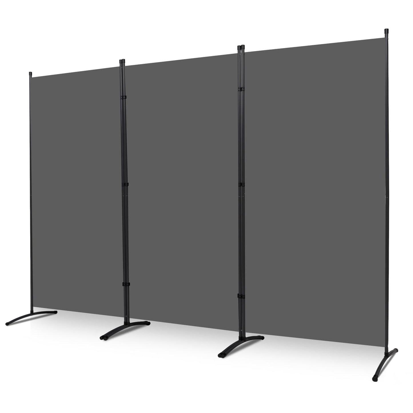 3 Panel Folding Room Divider, 102" Wx71.3 H Portable Privacy Screen, Grey