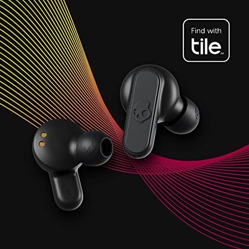 Skullcandy Dime 2 Wireless Earbuds, Bluetooth Headphones, Noise Isolating Fit, Up to 12 Hours Battery, Microphone for iPhone Android, Easy Carry with Integrated Lanyard - True Black