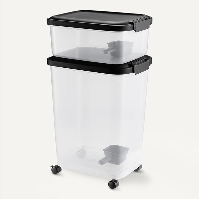 Amazon Basics Pet Food Storage Container Set, 30lbs and 10lbs