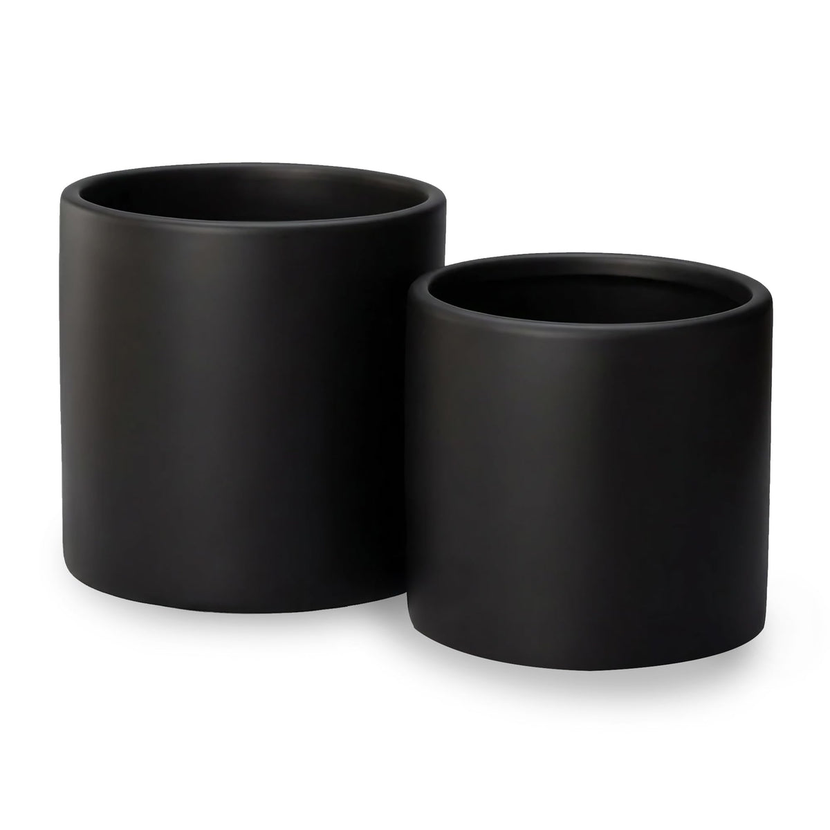 DEPLA LANE Lumero Fiberstone Cylinder Planter (12.0" Pot Opening x 13.8" D x 13.8" H) Smooth Finishes, Lightweight, Durable, UV Resistant, Modern Minimalist Decor, Indoor Outdoor Plant Pot (L, Black)