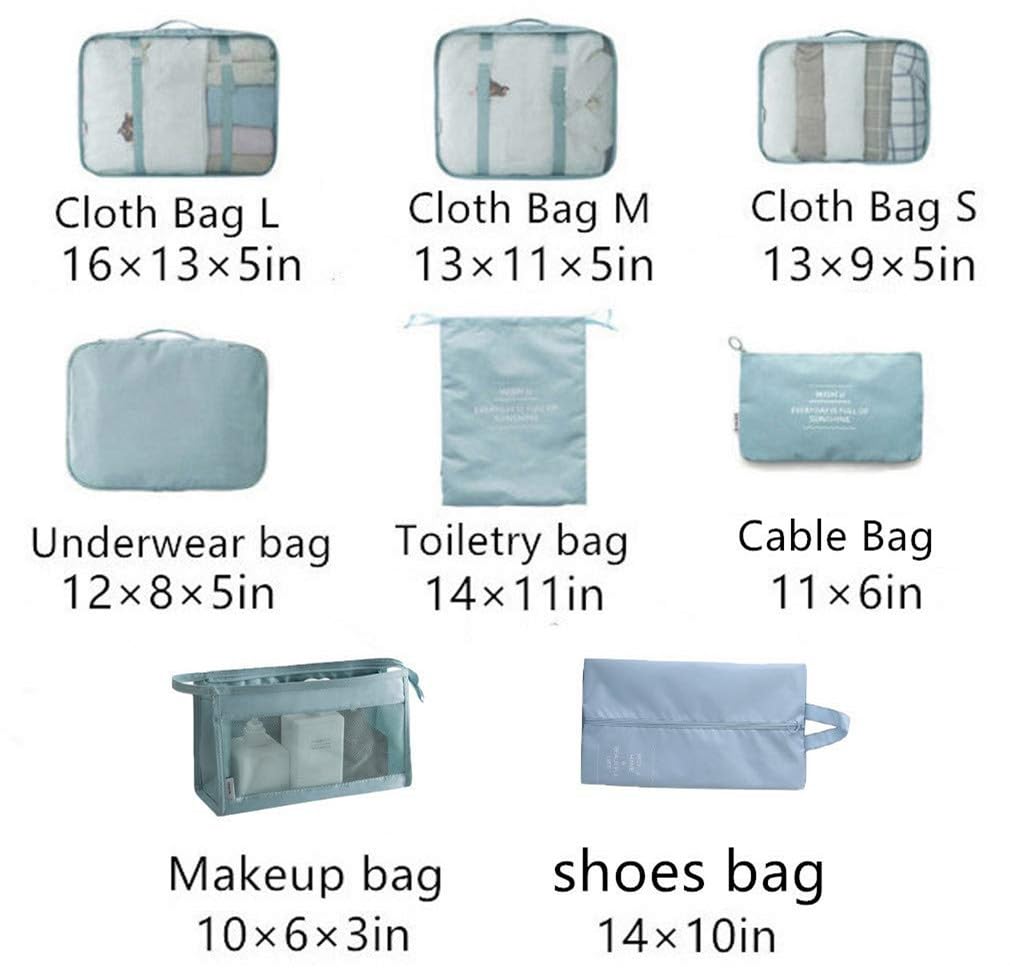 OEE 9 pcs Luggage Packing Organizers Packing Cubes Set for Travel