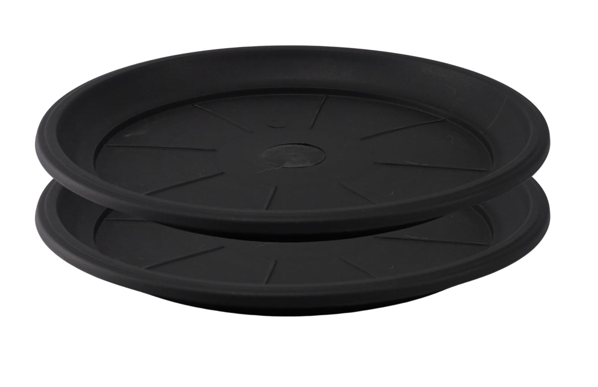 Sapphire USA 11" Decorative Heavy Duty Tray/Saucer (2 Pack) Pot/Planter Base for Indoor/Outdoor Decor (11 inches, Black)