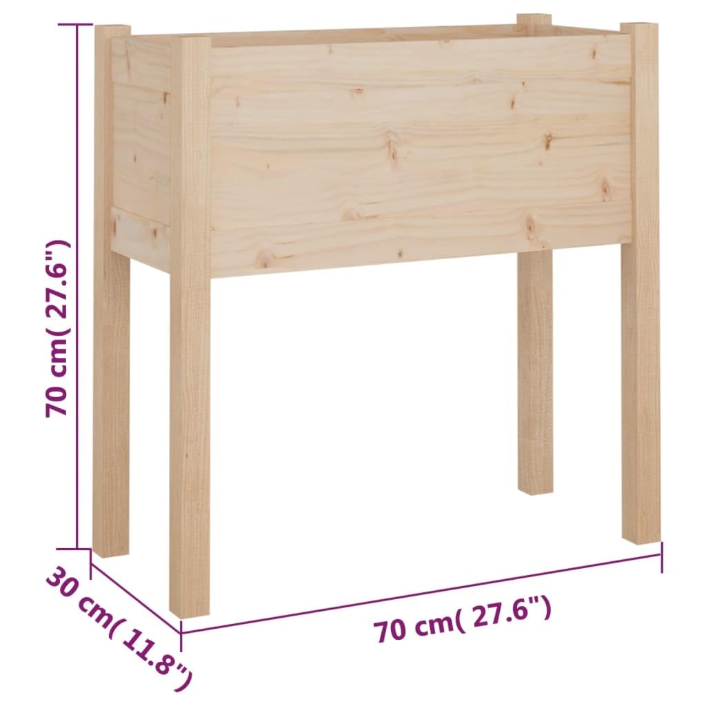 WXGTBKPR Solid Pine Wood Garden Planter Box, 27.6-Inch Square Outdoor Flower Bed for Patio, Deck, Balcony, Rustic Vegetable Container Stand