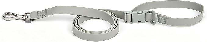 Ovale Waterproof PVC Dog Collar&Leash Set,Leash with Buckle.(S, Grey) | Durable PVC Material Easy to Clean, Multi Ways to Wear Hand/Waist/Shoulder