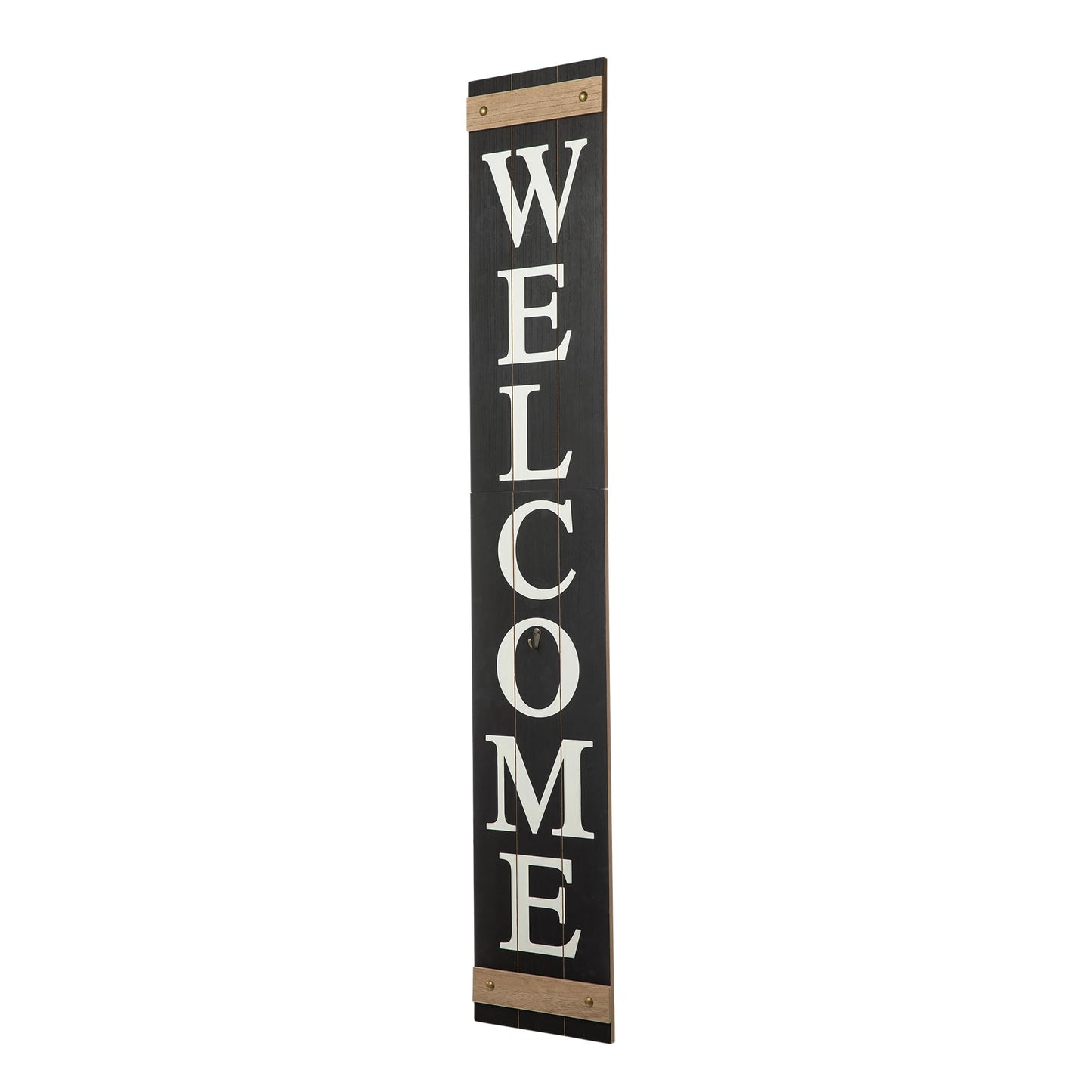 Glitzhome 5ft H Wooden Welcome Sign with 4 Interchangeable Wreaths - Spring/Patriotic/Fall/Christmas Floral Wreaths, Farmhouse Hang/Lean Wall Decor for Front Door, Porch, Yard - Solid Wood, Style3