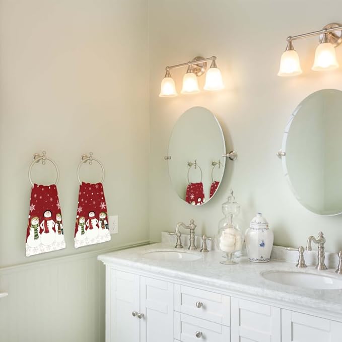Snowman Hand Towels 28.7 x 13.7 Inch Christmas Bathroom Towels Winter Holiday
