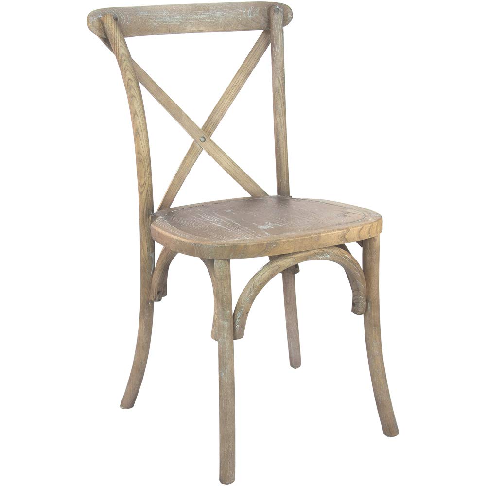 EMMA + OLIVER 2-Pack Wooden X-Back Dining Chair - Light Brown Natural Finish