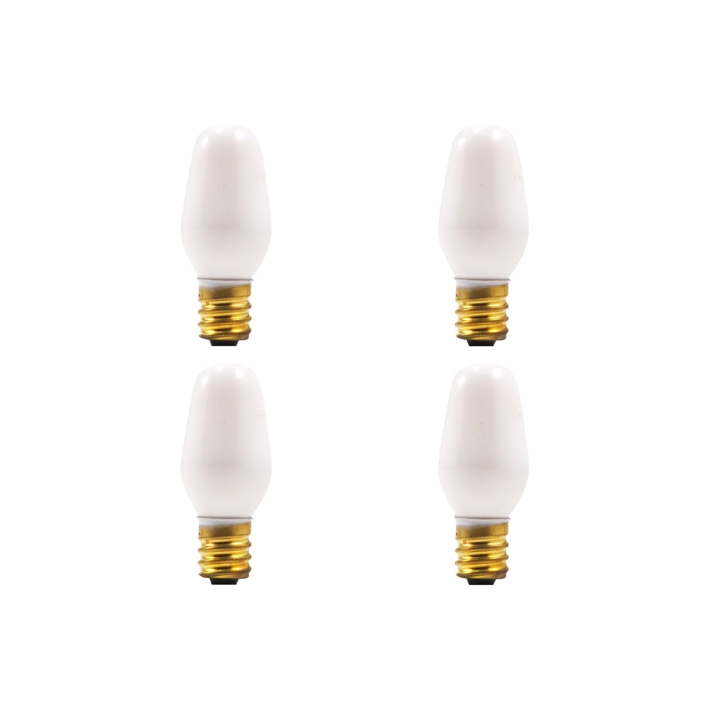 SYLVANIA Incandescent 7W C7 Nightlight Bulb, Dimmable, Candelabra Base, Frosted Finish, 2850K, Warm White - 4 Pack (13544)