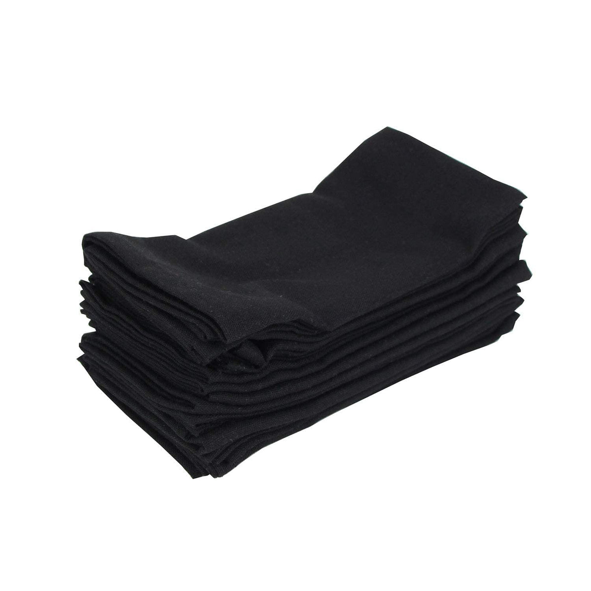 INFEI Solid Color Linen Blended Thin Dinner Cloth Napkins - Set of 12 (40 x 40 cm) - for Halloween Events & Home Use (Black)