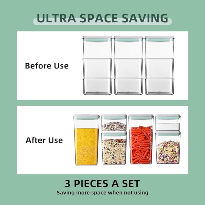 Food Storage Containers with Lids Airtight- 3Pcs BPA-Free Kitchen and Pantry