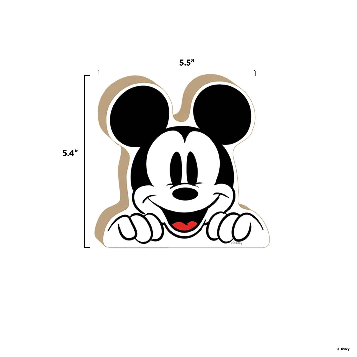 Disney Mickey Mouse Head Shelf Sitter Decor - Chunky Wood Block Cutout for Kids' Bedroom, Play Room or Office