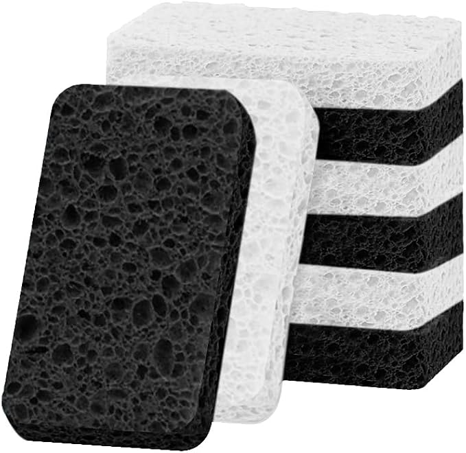 6 - Pack Non-Scratch Scrub Sponges - Sponges for Dishes and Washing Dishes, Cleaning Sponges for Kitchen Home Office, Magical 3D DIY Art and Craft Suppliers(Black&White)