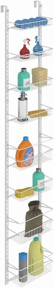 ClosetMaid Adjustable Organizer Rack with Baskets Wall or Over Door Mount, for Kitchen, Pantry, Utility Room, Closet, 12 in. W, White Finish, Inch