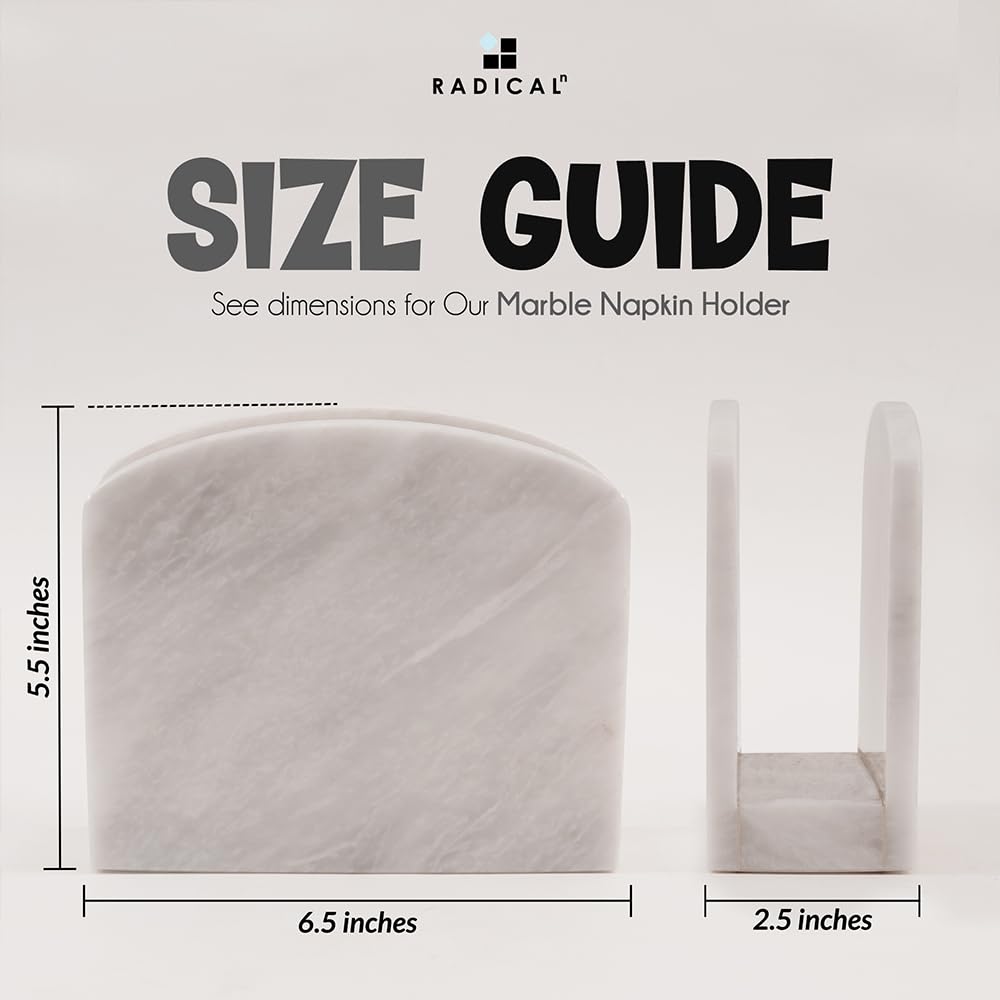 Radicaln Marble Napkin Holder 5.5" Inch White Handmade Dining Table Napkins Holder - Simple Modern Home & Kitchen Paper Towel Holder Countertop For Home Decor