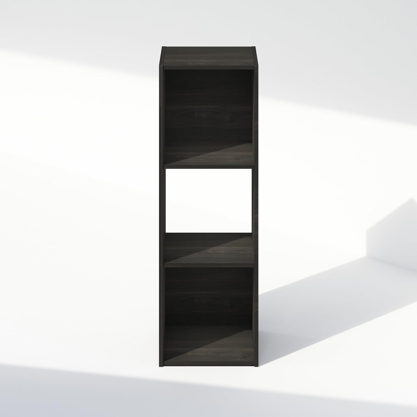 Furinno Pelli 3-Cube Bookshelf, Black Book Shelf, Cube Storage Organizer Bookcase, 11.7 x 12.1 x 35.4, for Living Room, Bedroom, Home Office, Black Espresso