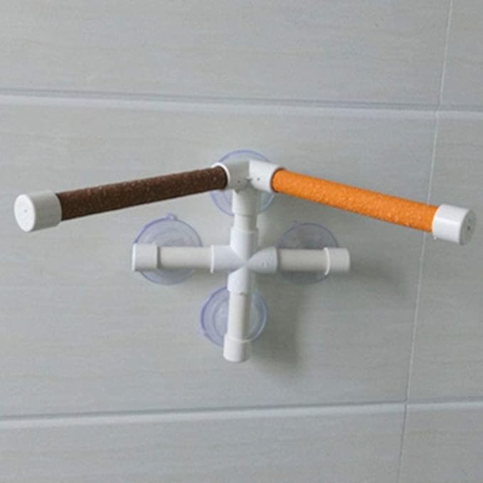 Litewoo Bird Shower Perch with Suction Cup Parrot Window Wall Stand Bath Toys (2 Sticks)