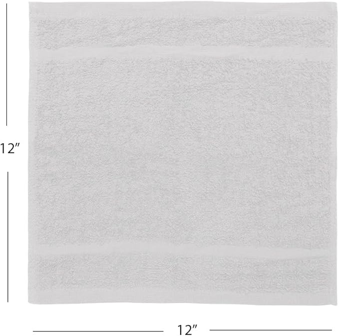 Avalon Towels Cotton Washcloths 24-Pack – 12 x 12 Inch Silver Super Soft &