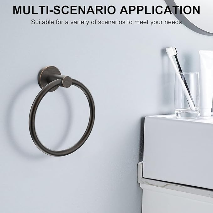 SetSail Towel Holder for Bathroom Wall 2 Packs Towel Ring Screw-in Stainless