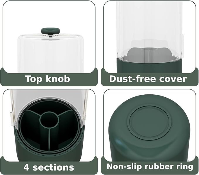 Toothbrush Holder with Cover 360 Rotating 4 Compartments Bathroom Toothpaste