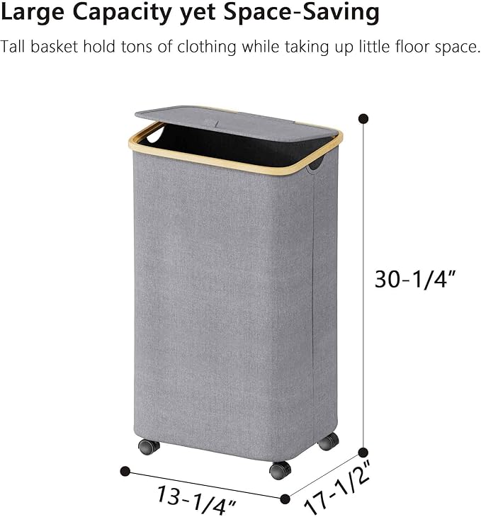 SUOCO Laundry Hamper on Wheels 100L, Clothes Basket