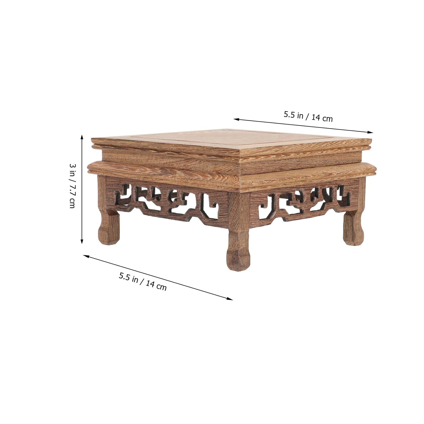 Beavorty Wooden Flower Pot Base 5.51In Rustic Plant Stand Holder for Indoor Outdoor Garden Display Pedestal