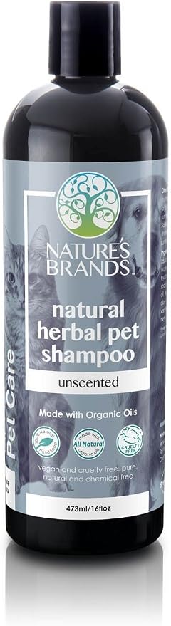 Natural Pet Shampoo by Herbal Choice Mari (Unscented, 16 Fl Oz Bottle) - Made with Organic Ingredients - No Toxic Synthetic Chemicals