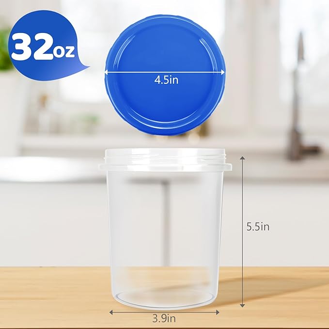 Food Storage Containers with Twist Top Lids, Ultra Thick Airtight Plastic