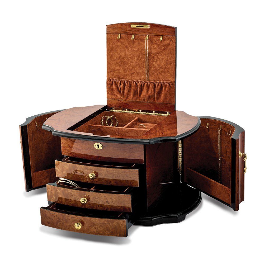 Oak Burl with Natural Mapa Wood Veneer Jewelry Box