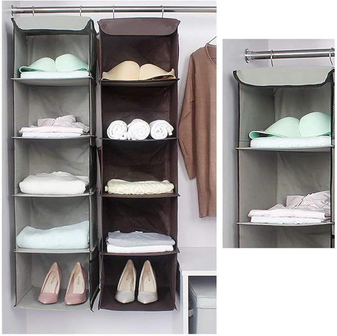 5 Shelves Hanging Closet Organizer, 2 Pack Hanging Storage