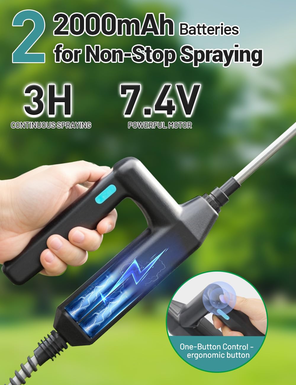 SideKing 2 Gallon Battery Powered Garden Sprayer, Powful Electric Backpack Sprayer, Water Pump Sprayers for Weed, Lawn, Yard, Pesticide, Plant, Fertilizer, Plant, Herbicide, Watering, Cleaning