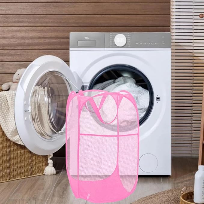 Pop Up Laundry Hamper Reinforced Collapsible Laundry Basket Foldable Clothes
