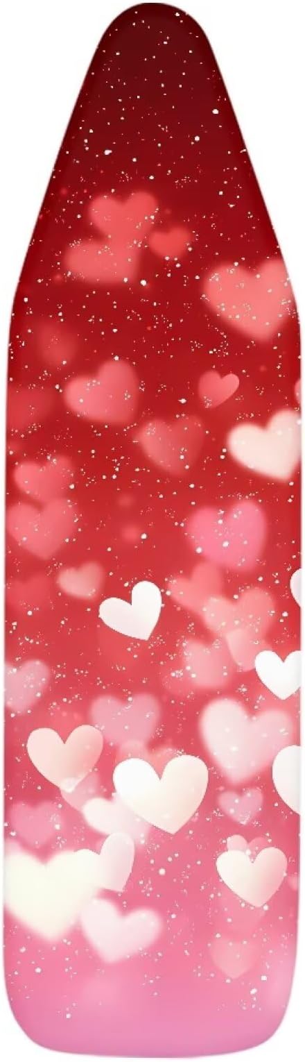 Red Hearts Ironing Board Cover and Pad Elastic Edge Universal Washable Resist