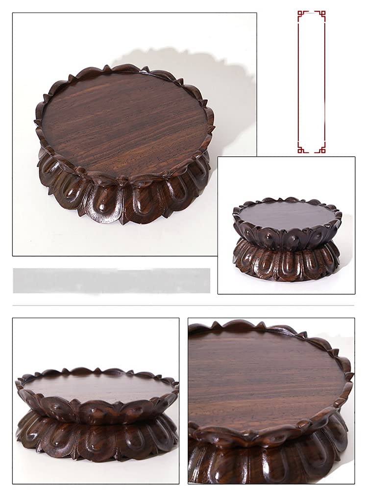 GOLDY&WENDY Oriental Home Decor Display Stand Round Wooden Lotus Shaped Base Vase Buddha Statue Fish Bowl Ornament Pedestal
