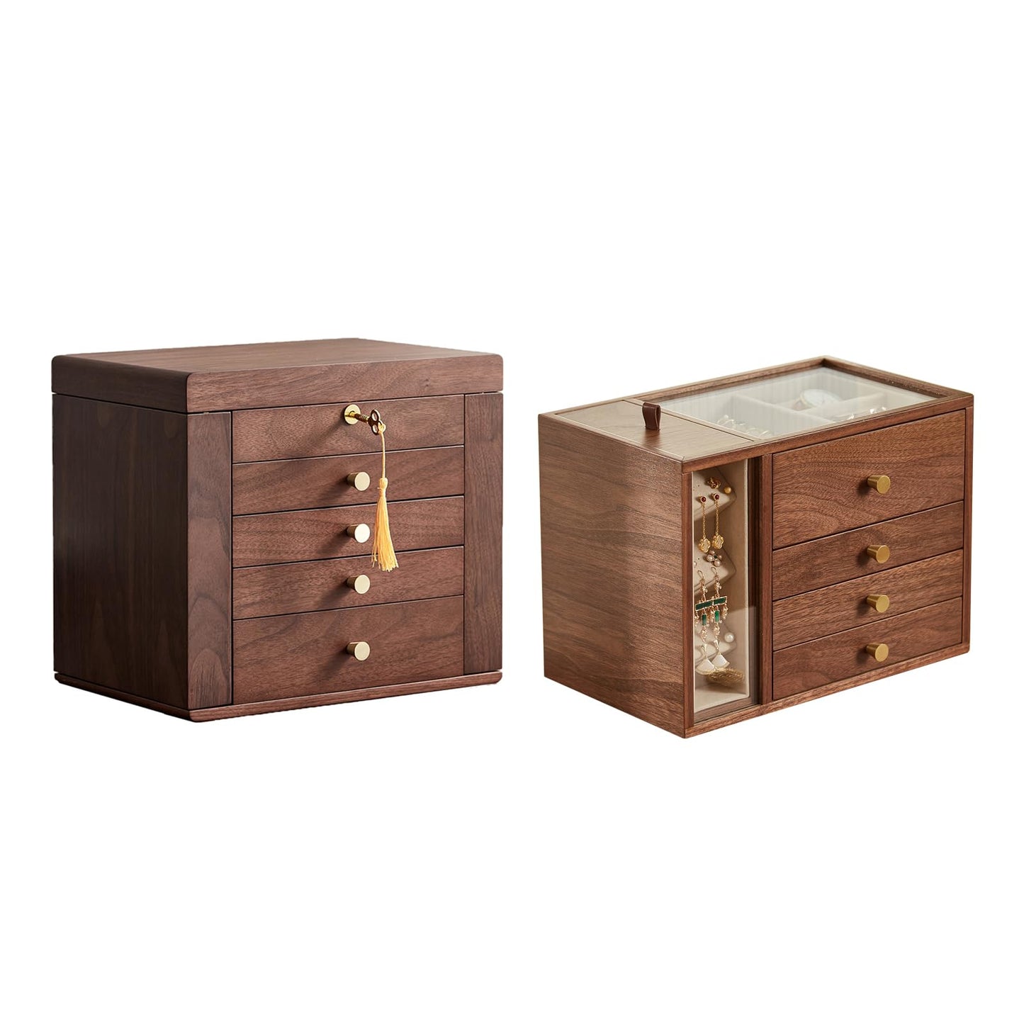 CHOSIN Black Walnut Wooden Jewelry Box and Jewelry Organizer
