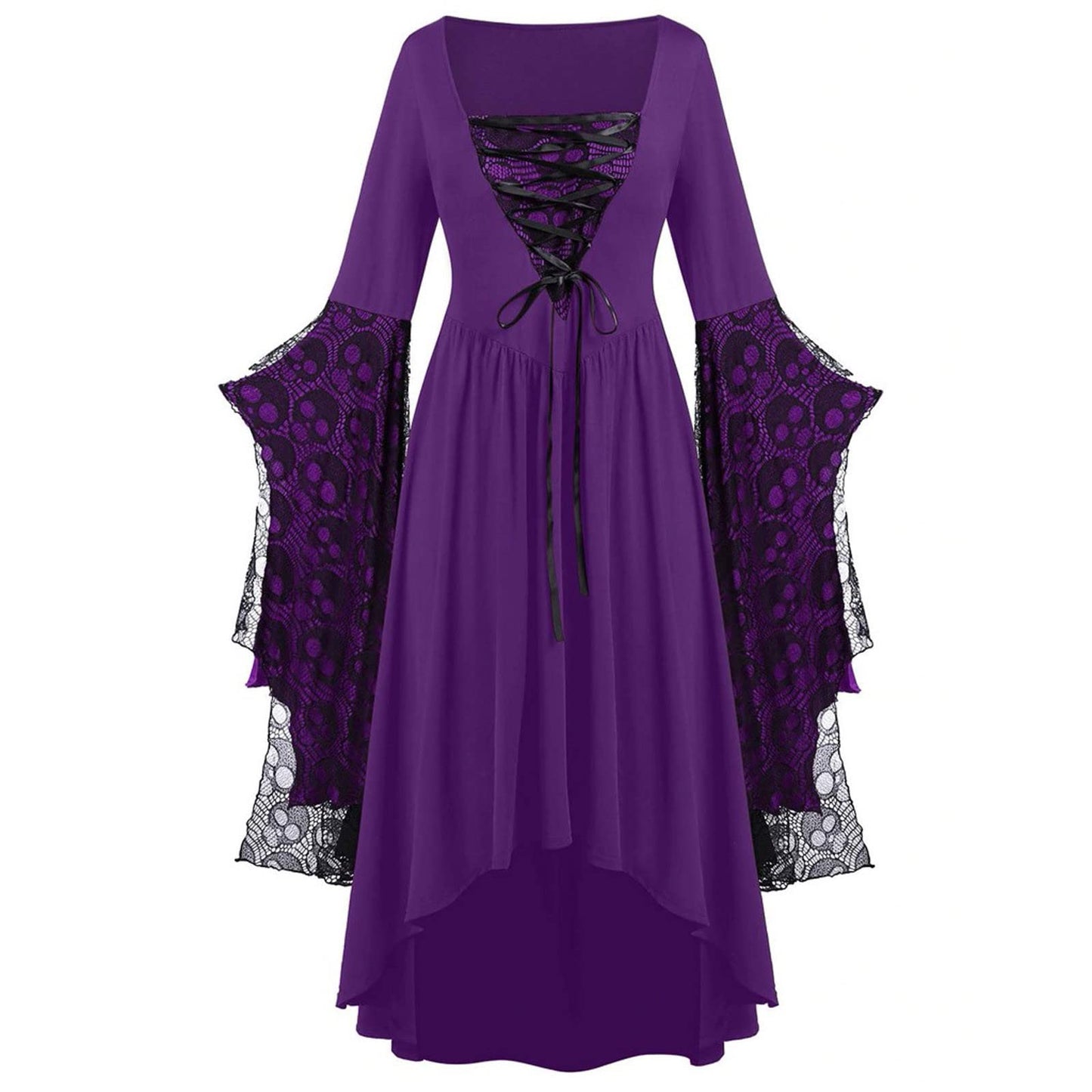 Rkwins Renaissance Dress for Women Gothic Vampire Dress Scary Print Maxi Dress Plus Size Witch Dress Medieval Corset Dress