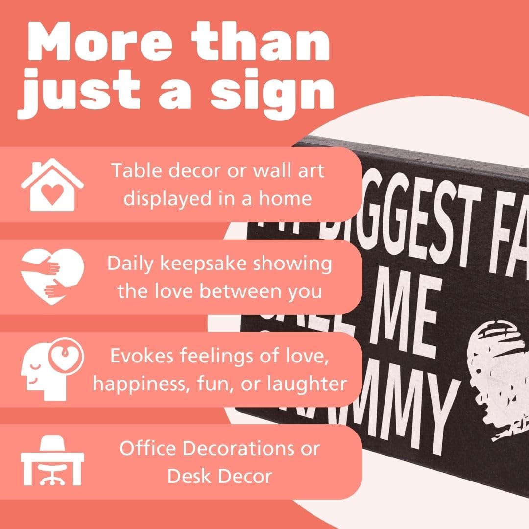 JennyGems My Biggest Fans Call Me Grammy Wooden Sign – Home Décor Shelf and Wall Display, Thoughtful Gift for Grammy