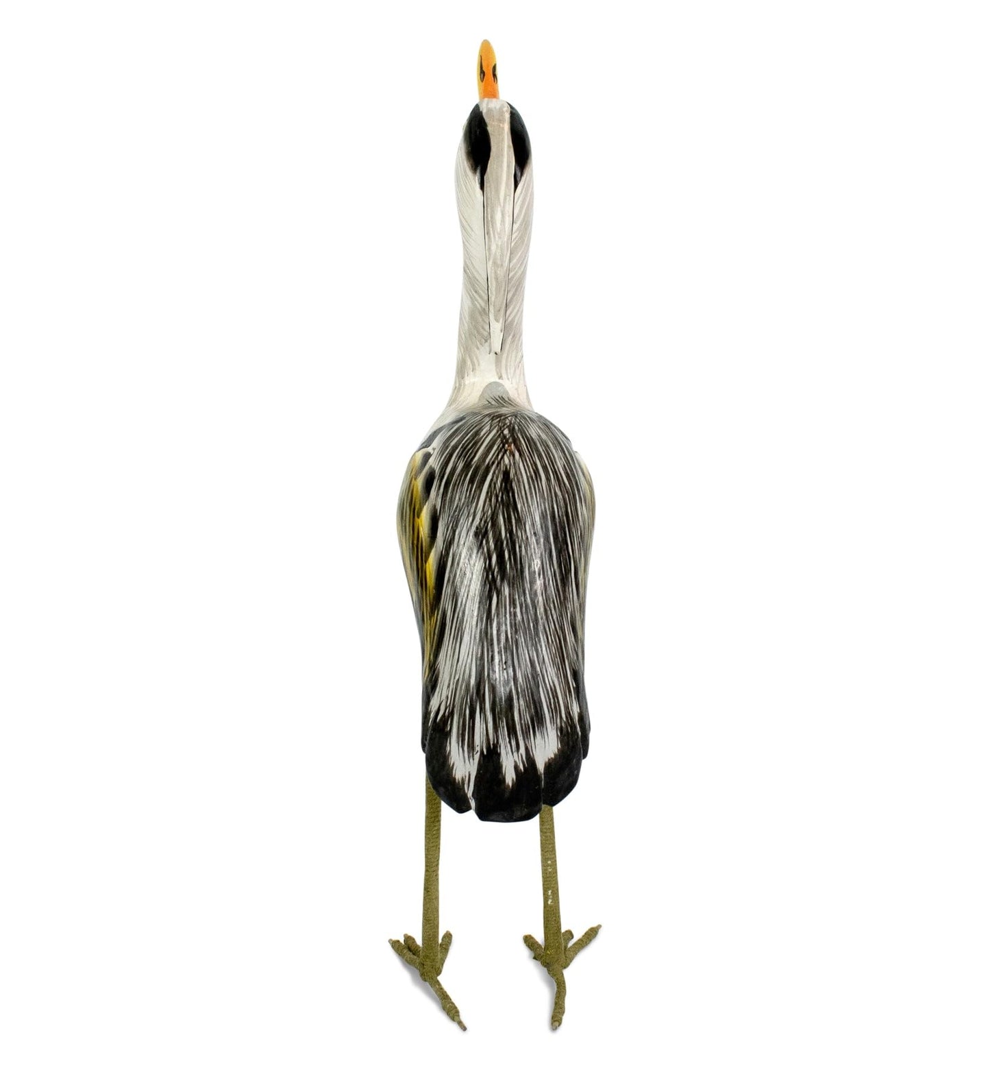 G6 Collection Hand Carved Great Blue Heron Sculpture – Wooden Coastal Bird Figurine, Elegant Wading Bird Decor – Great Blue Heron