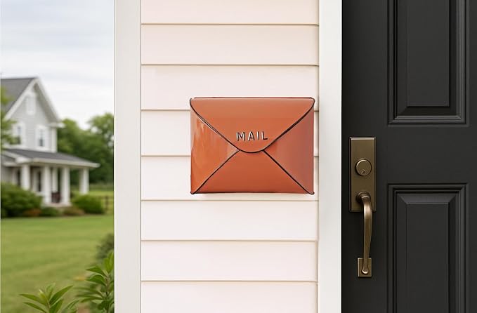 NACH Wall Mount Mailboxes, 12.5 x 10 x 5 inch Terracotta Wall Mailboxes for Outside, Waterproof Mailboxes for Outside - Envelope Mailbox