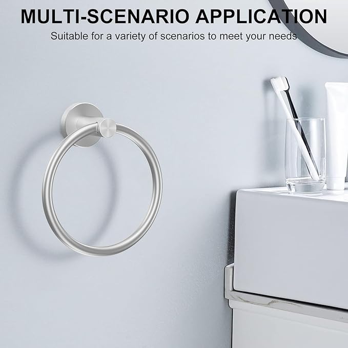 SetSail Towel Holder for Bathroom Wall Silver Towel Ring Stainless Steel Hand