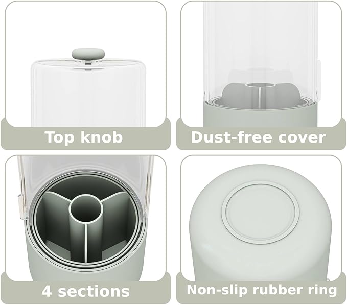 Toothbrush Holder with Cover 360 Rotating 4 Compartments Bathroom Toothpaste