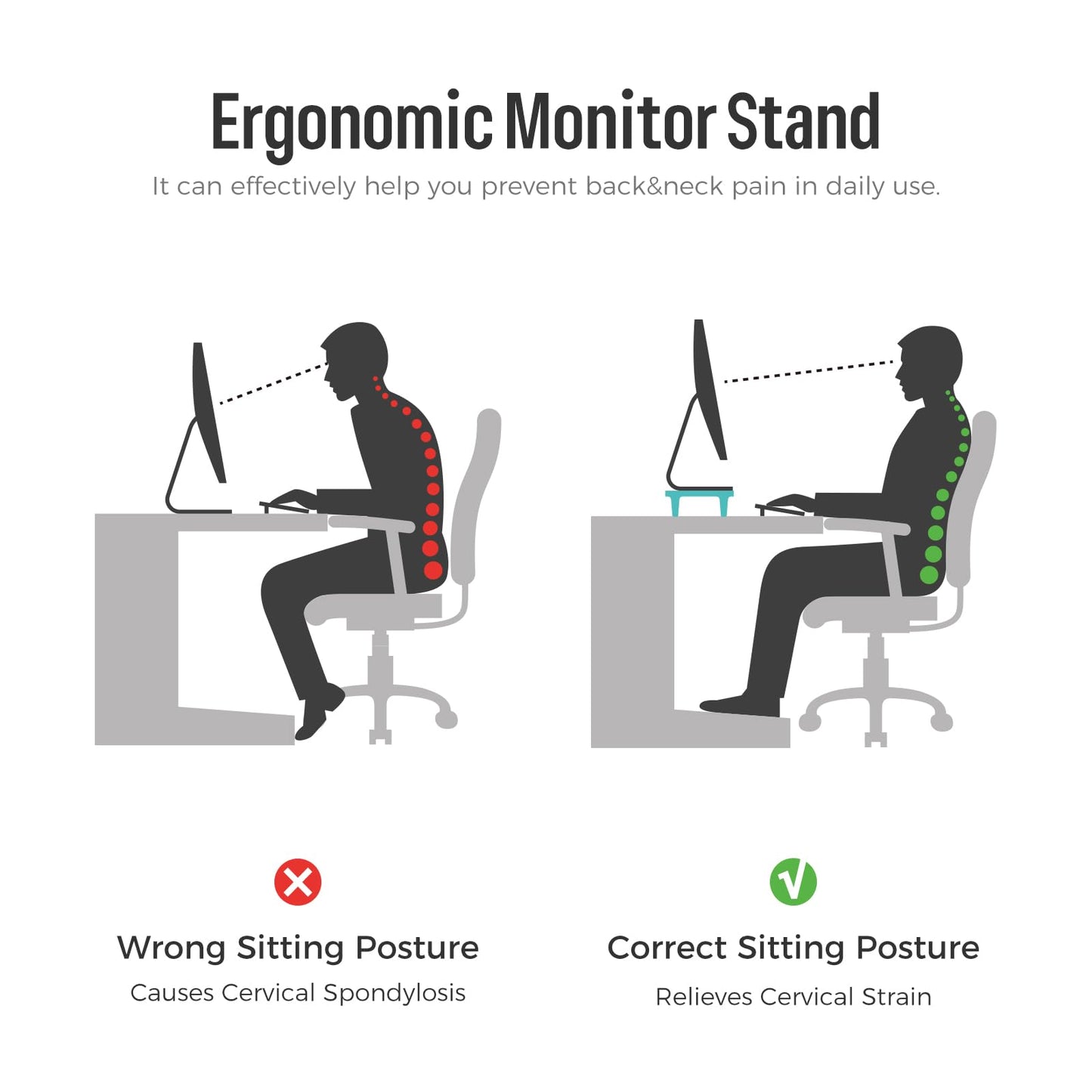loukin 22.4" x 8.3" Monitor Stand Riser for Desk Natural Wood | 32"x14" Erasable Dry Erase Desk Mat