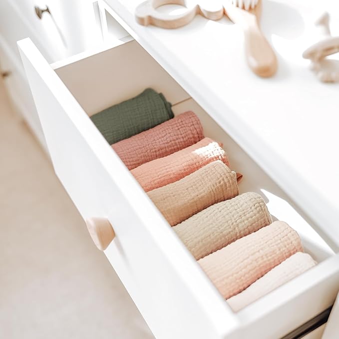 Konssy 7-Pack Soft Cotton Face Wash Cloths, Reusable Absorbent Washcloths