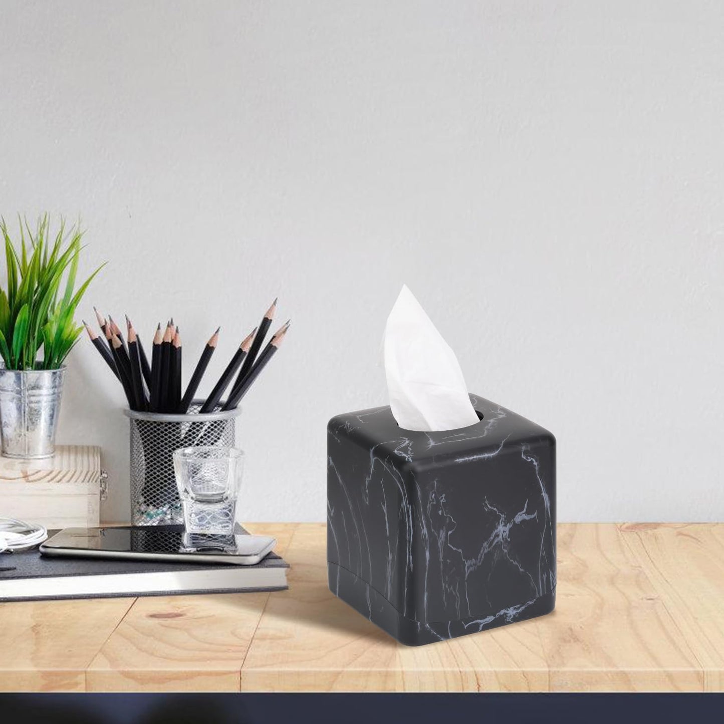 MOCHTERO Marble Pattern Square Tissue Box Cover,Modern Tissue Holders Decor,for Bathrooms, Bedroom, Dinner Table, Office