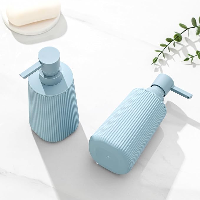 Small Soap Dispenser for Bathroom and Kitchen, Modern Farmhouse Striped Style