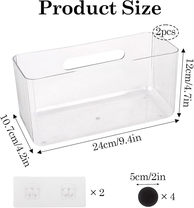 Klmnop 2 Pack Adhesive Mount Cabinet Door Organizer, Kitchen Foil and Plastic Wrap Holders, Cling Wrap Wall Organization for Kitchen, Pantry, Bathroom, Office, Craft Room, Garage(Clear)