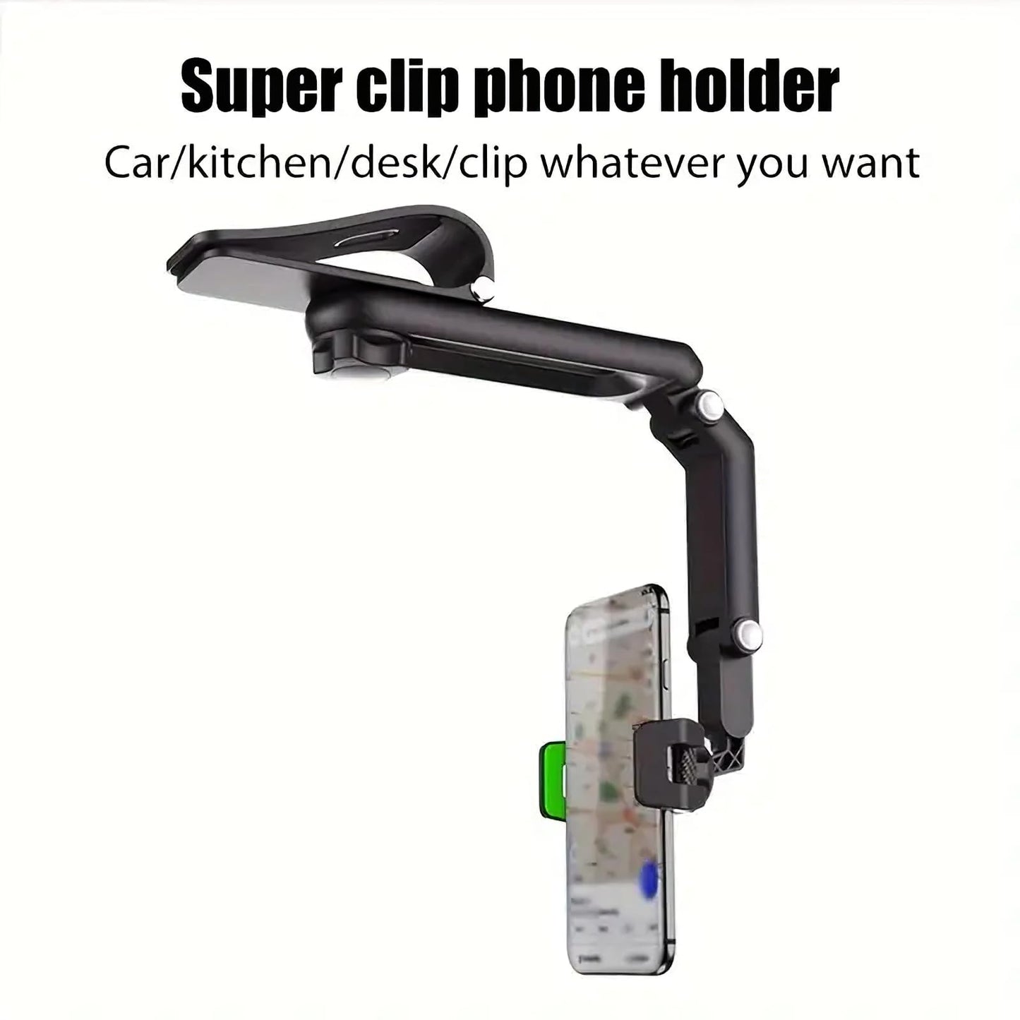 Universal 360 Rotatable Phone Holder for Sun Visor - Compatible with iPhone, Samsung & More Devices - Car Accessory (Black)
